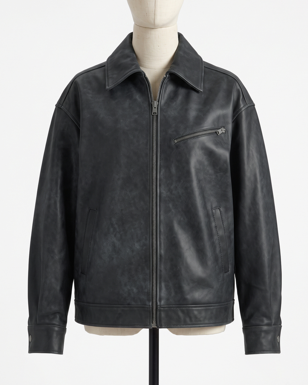 100% Leather Oversized Bomber Jacket
